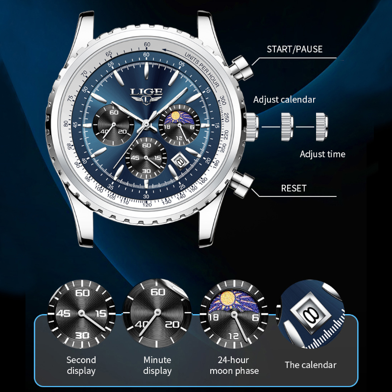 LIGE Brand Luxury Quartz Man W - Luxury Watch Investment ulasan dan harga